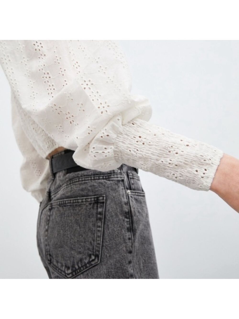 Zara White Puff Sleeve Crop Blouse - Picture 10 of 10